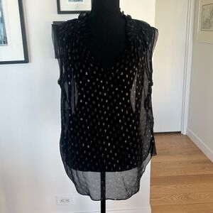 REBECCA TAYLOR SHEER POLKA DOT SILK TOP SIZE 12